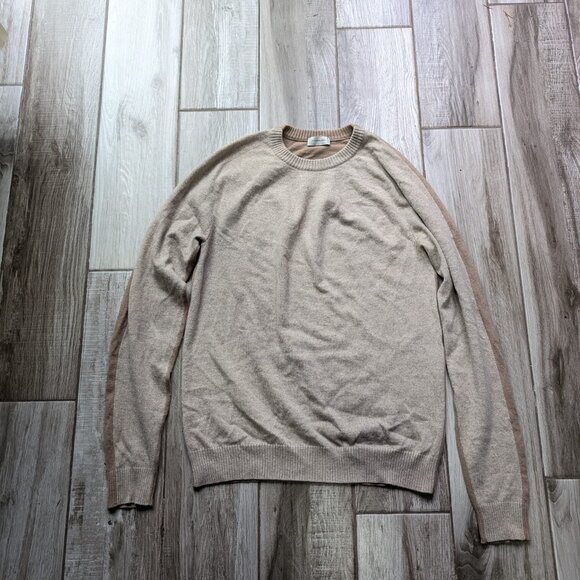 Balenciaga Paris 100% Cashmere Sweater Beige Long Sleeve Crewneck Size M 2 tone - Picture 1 of 8